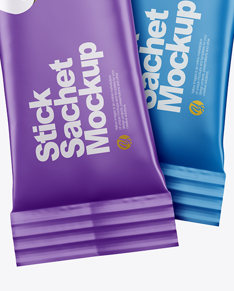 Two Matte Stick Sachets Mockup PSD #6