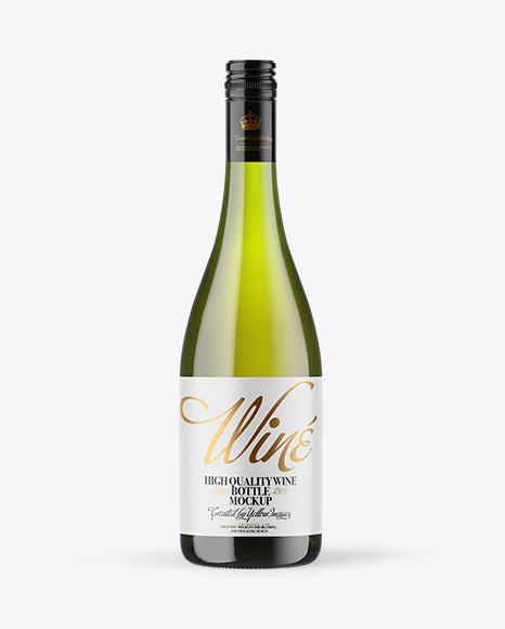 Green Glass White Wine Bottle with Screw Cap Mockup PSD #2