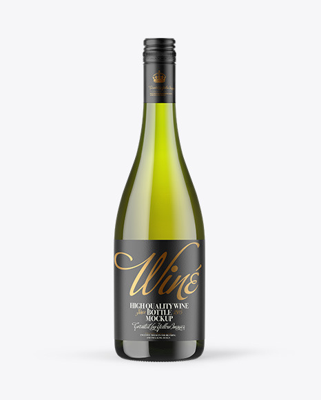 Green Glass White Wine Bottle with Screw Cap Mockup