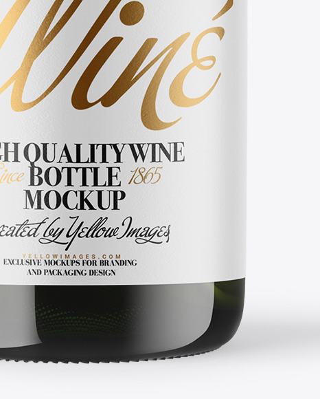Green Glass White Wine Bottle with Screw Cap Mockup PSD #7