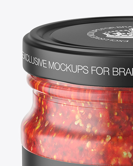 Glass Jar With Chili Sauce Mockup PSD #2