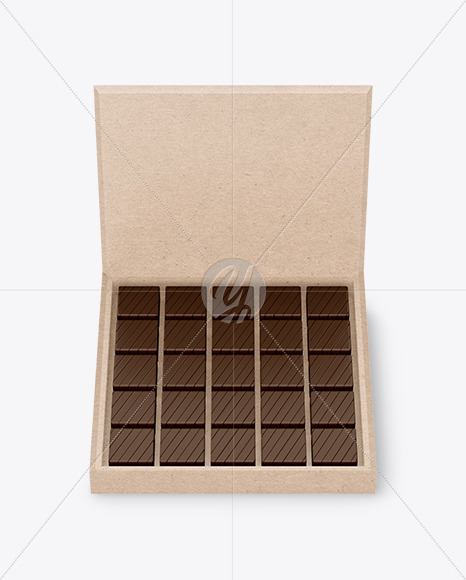 Download Kraft Paper Box Of Chocolate Sweets Mockup In Box Mockups On Yellow Images Object Mockups