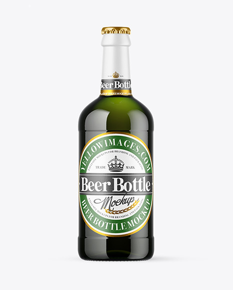 Green Glass Beer Bottle Mockup