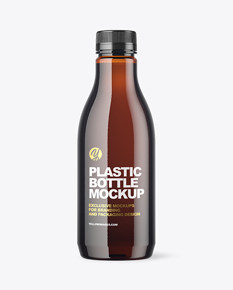 Amber Plastic Bottle Mockup