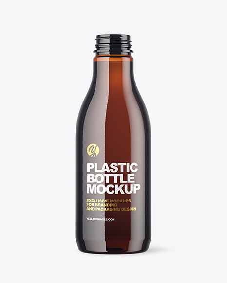 Amber Plastic Bottle Mockup PSD #2