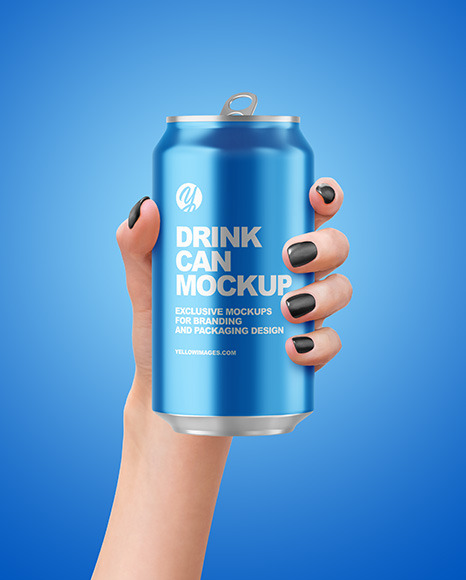 Aluminium Can in a Hand Mockup PSD #2