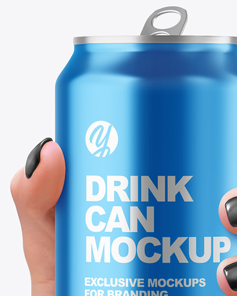 Aluminium Can in a Hand Mockup PSD #7