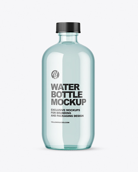 Blue Glass Water Bottle Mockup