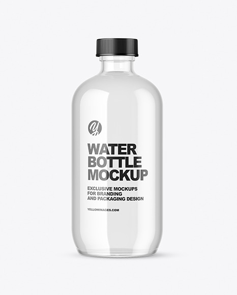 Clear Glass Water Bottle Mockup