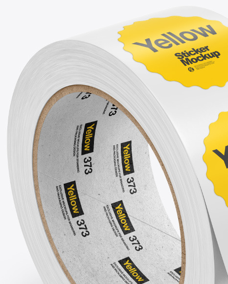 Roll with Stickers Mockup PSD #7