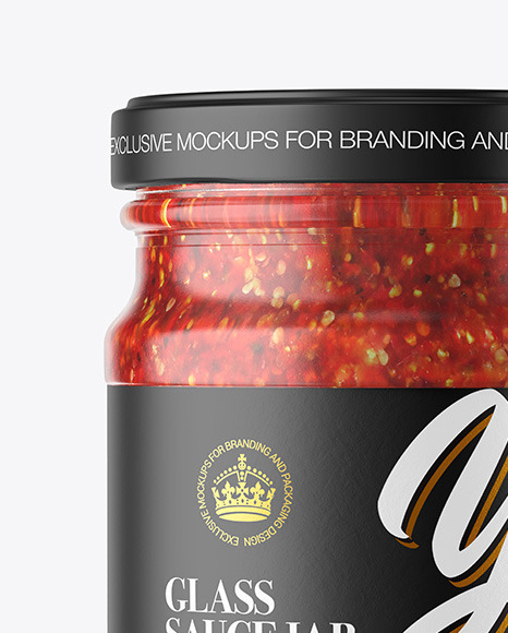 Glass Jar With Chili Sauce Mockup PSD #2
