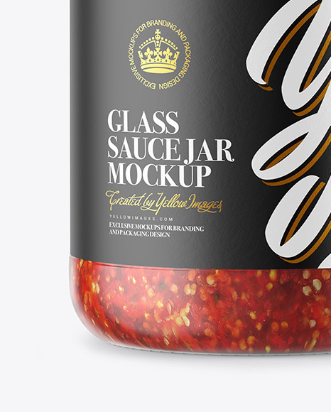 Glass Jar With Chili Sauce Mockup PSD #1