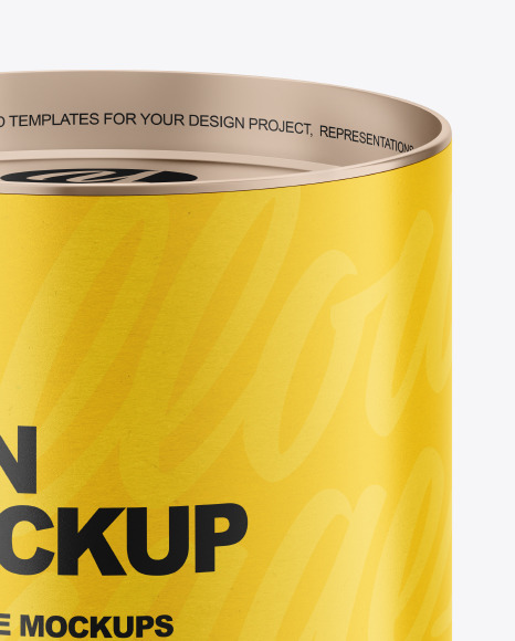 Tin Can with Paper Label Mockup PSD #3