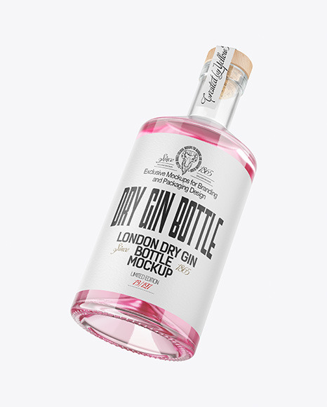 Clear Glass Gin Bottle Mockup