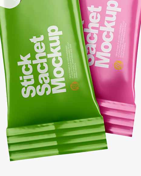 Two Glossy Stick Sachets Mockup PSD #6