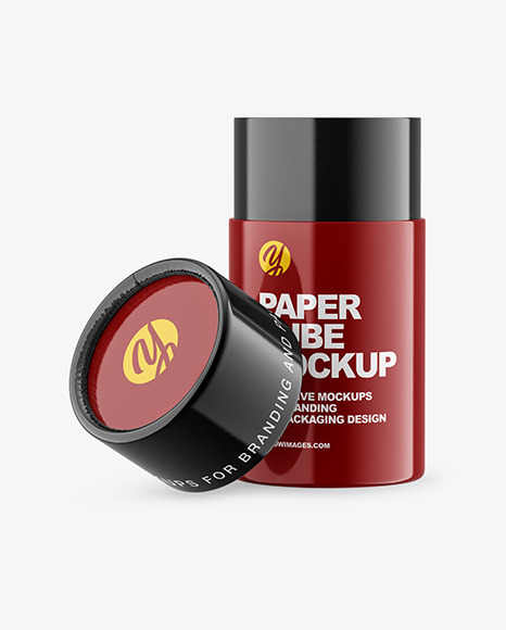 Download Opened Glossy Paper Tube Mockup In Tube Mockups On Yellow Images Object Mockups