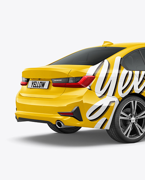 Executive Car Mockup   Back Half Side View PSD #2
