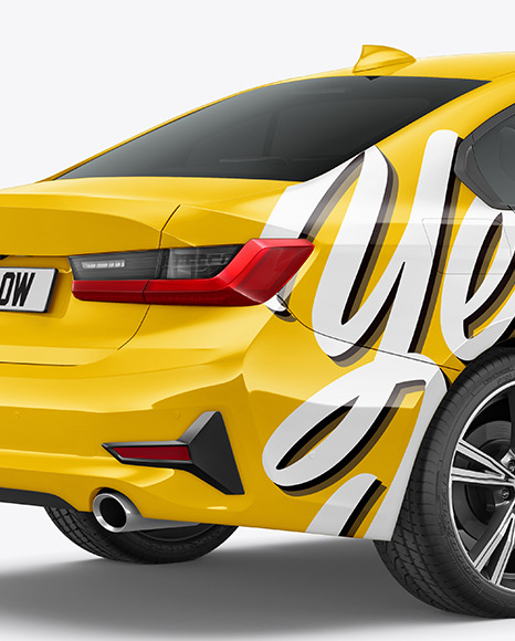 Executive Car Mockup   Back Half Side View PSD #1