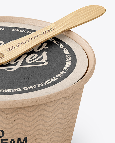 Ice Cream Kraft Paper Cup With Wooden Stick Mockup PSD #5