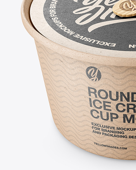 Ice Cream Kraft Paper Cup With Wooden Stick Mockup PSD #6