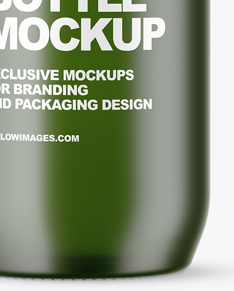 Frosted Green Glass Bottle Mockup PSD #1