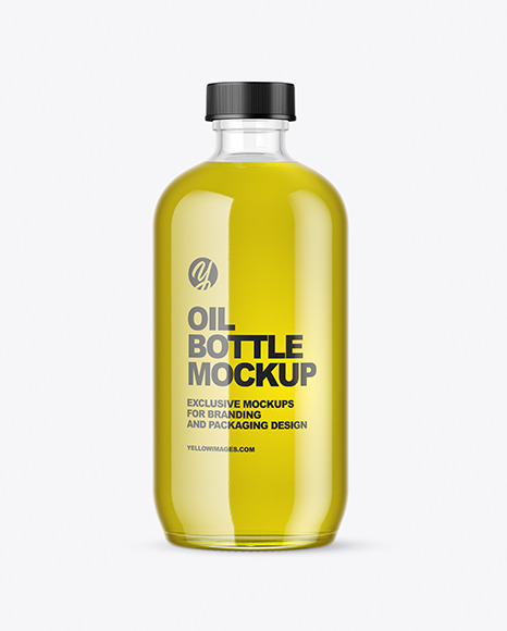 Clear Glass Olive Oil Bottle Mockup