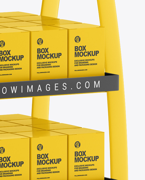 Glossy Display Stand w  Boxes Mockup PSD #2