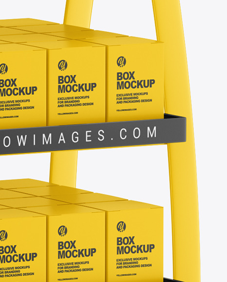 Glossy Display Stand w  Boxes Mockup PSD #1