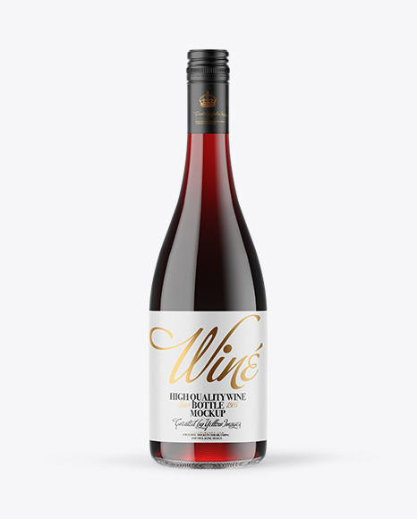 Clear Glass Red Wine Bottle with Screw Cap Mockup PSD #2