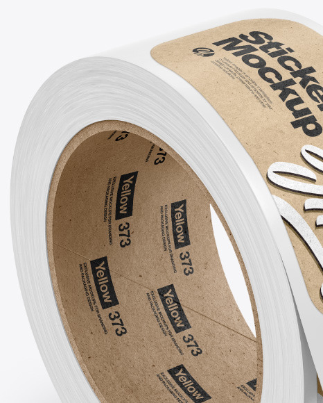Roll with Kraft Stickers Mockup PSD #7