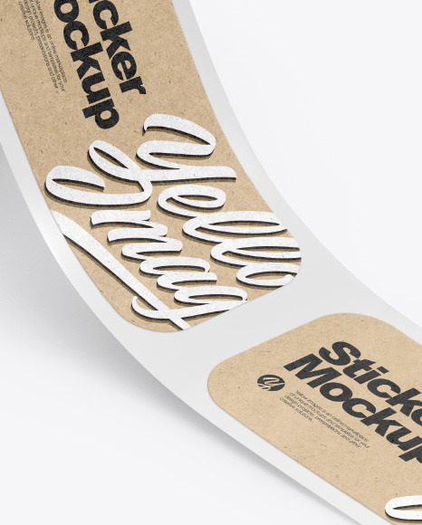 Roll with Kraft Stickers Mockup PSD #5