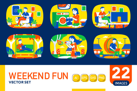 Weekend Fun Vector Set
