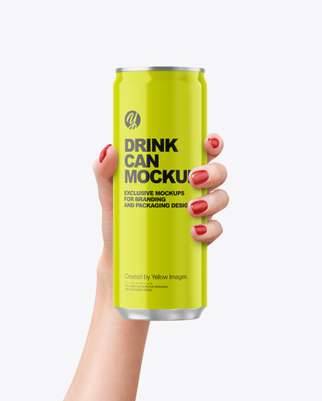 Drink Can in Hand Mockup