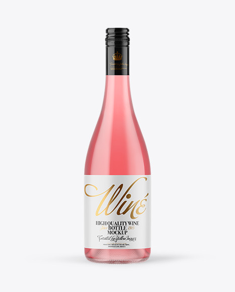 Clear Glass Pink Wine Bottle with Screw Cap Mockup