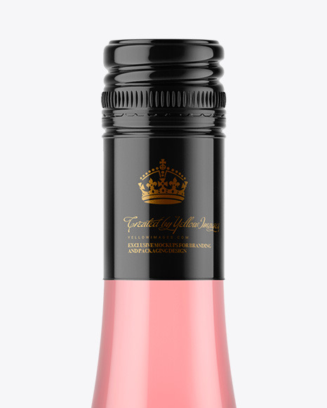 Clear Glass Pink Wine Bottle with Screw Cap Mockup PSD #1