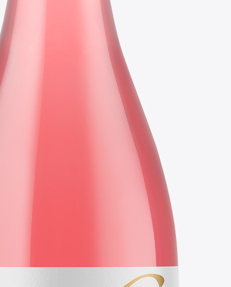 Clear Glass Pink Wine Bottle with Screw Cap Mockup PSD #6