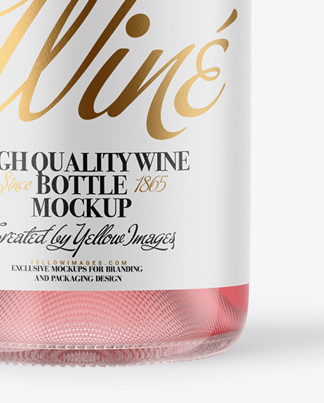 Clear Glass Pink Wine Bottle with Screw Cap Mockup PSD #7