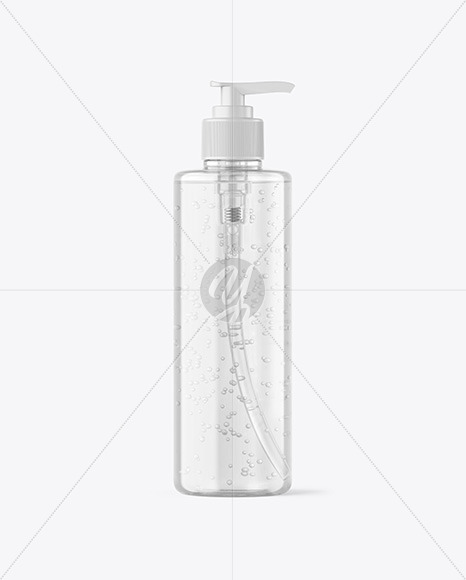 500ml Clear Cosmetic Bottle with Pump Mockup PSD #1