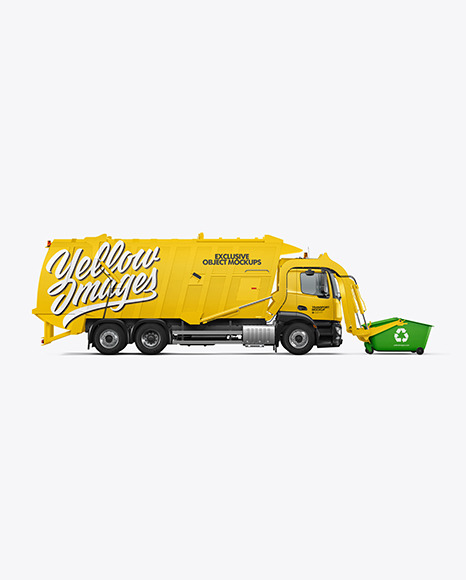 Garbage Truck Mockup   Side View PSD #5