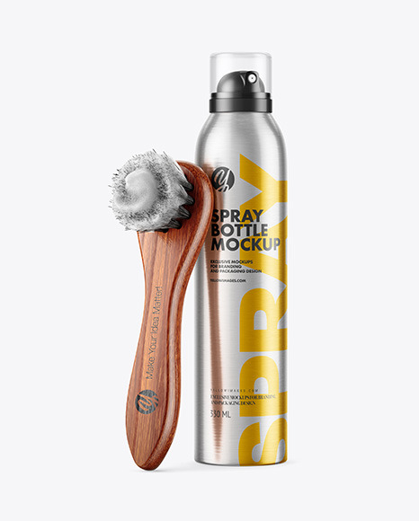 Spray Bottle with Shoe Brush Mockup