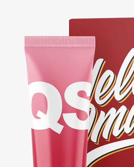 Glossy Cosmetic Tube with Box Mockup PSD #6