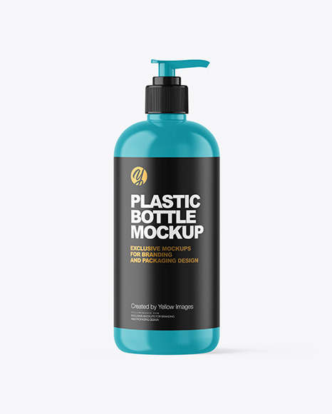 Glossy Cosmetic Bottle with Pump Mockup