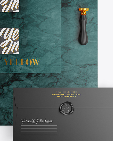 Two Business Cards Envelope with Marble Mockup PSD #2