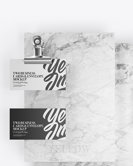 Two Business Cards Envelope with Marble Mockup PSD #5
