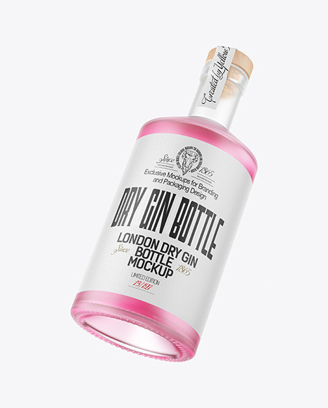 Frosted Glass Gin Bottle Mockup