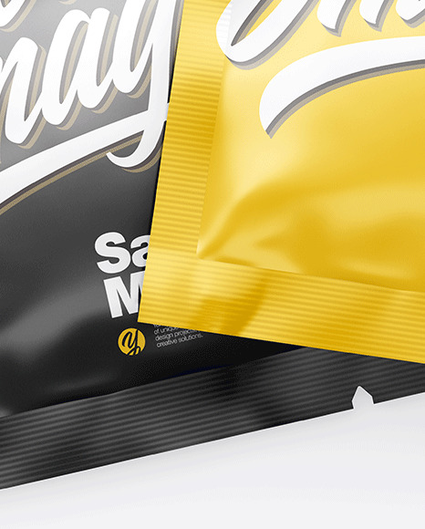 Two Glossy Square Sachets Mockup PSD #6