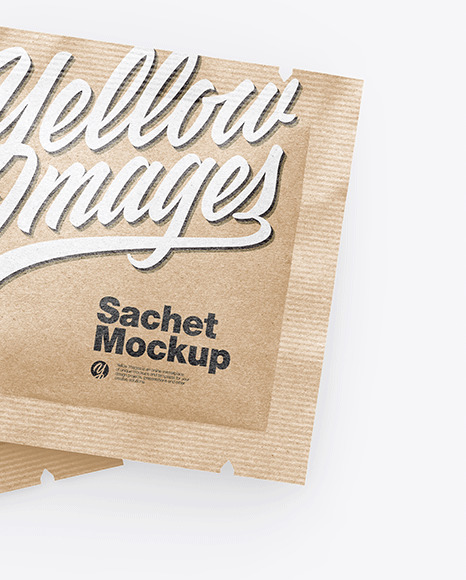 Two Kraft Square Sachets Mockup PSD #1
