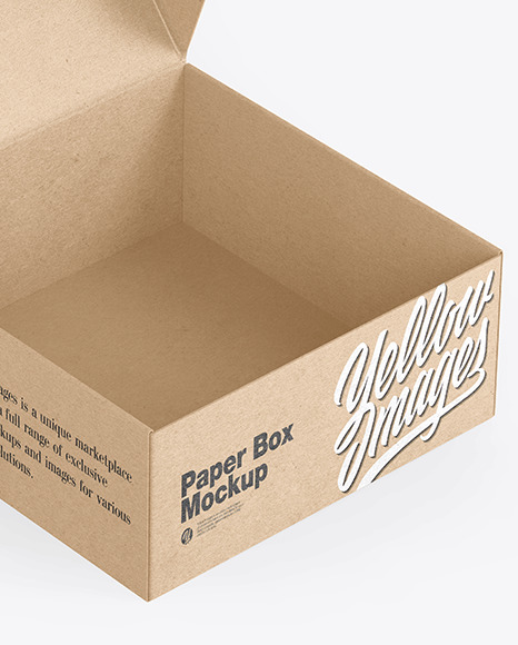 Opened Kraft Paper Box Mockup PSD #3