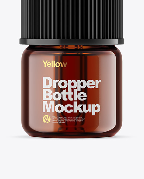 Dark Amber Glass Dropper Bottle Mockup PSD #1