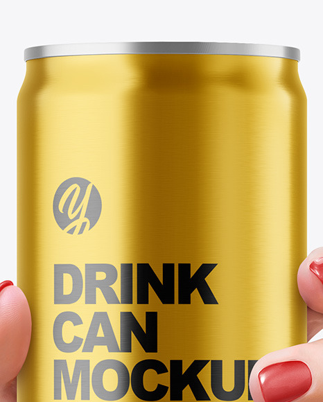 Textured Aluminium Drink Can in a Hand Mockup PSD #1
